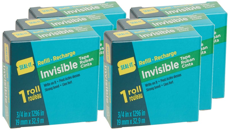 Seal-It Invisible Stationery Tape Refill Rolls 3/4In x 1296In, 12Pk (60041) - Image 1